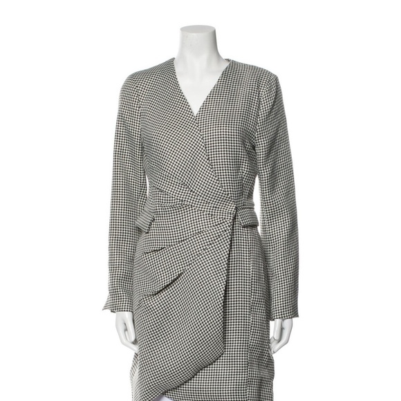 Jason Wu Dresses & Skirts - $375 Jason Wu Houndstooth Blazer Wrap Mini Dress Long Sleeves Black
